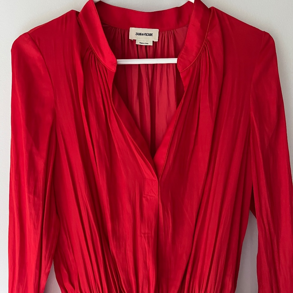 Zadig & Voltaire Satin Rinka  Red Dress